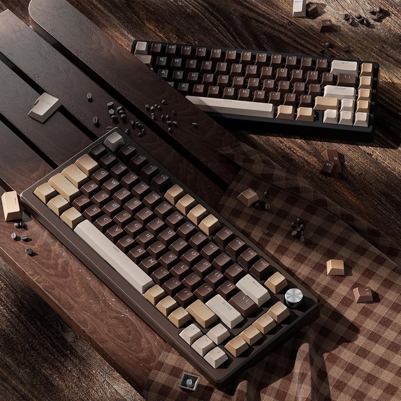 OHY XVX Shine Through Keycaps -133 Keys Cherry Profile Double Shot PBT Keycaps Compatible for 60%/75%/100% Retro Gaming Mechanical Keyboard-Coffee Brown - Image 5